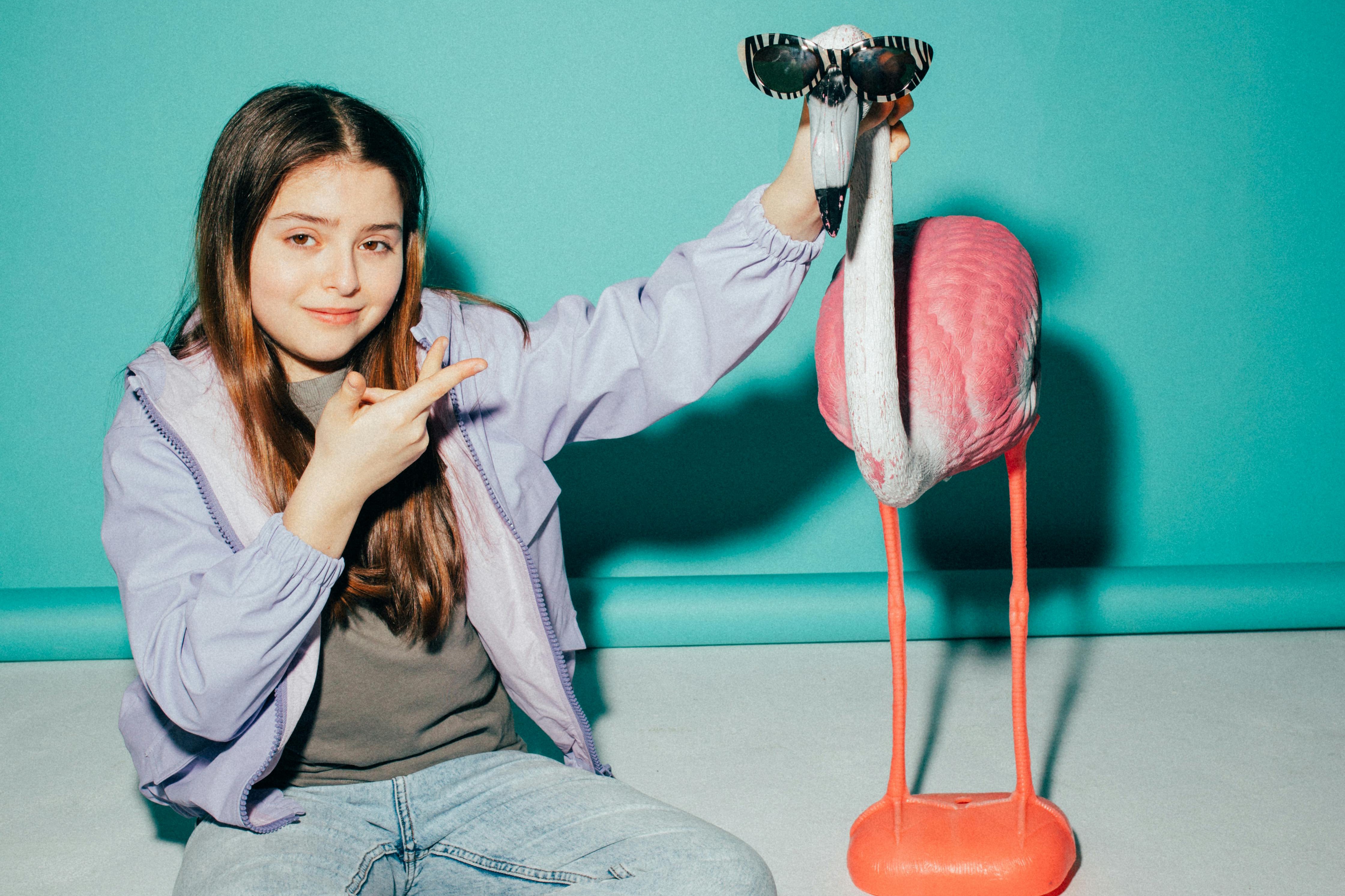 creative photoshoot with colorful props and dynamic poses